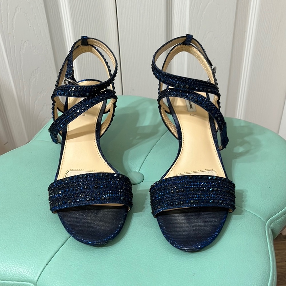 Navy (with a hint of royal blue) sequined strappy heels.